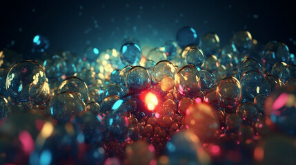 Bunte Farbexplosion Blubberblasen als Hintergrund Motiv für Druckdesign und Webdesign, ai generativ