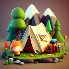 Credible_Hiking_and_camping_volumetric_lighting_sharp_lines