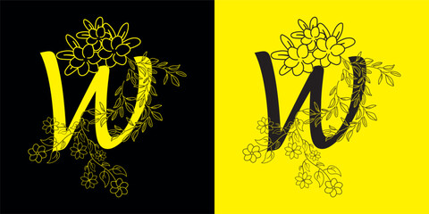 A yellow and black logo with letter 