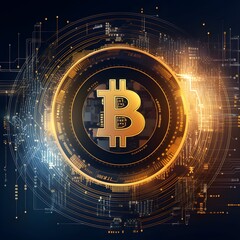 bitcoin futuristic design by generative ai