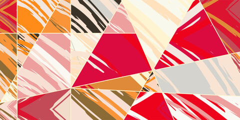 Naklejka premium Abstract collage asymmetric pattern. Digital freehand art, grunge texture. Vector patchwork quilt background. Decorative elements, brush strokes ornament for flyer, poster, cover, textile fabric print