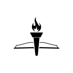 Fire flame torch book icon isolated on transparent background