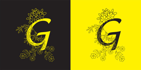 A yellow and black logo with letter 