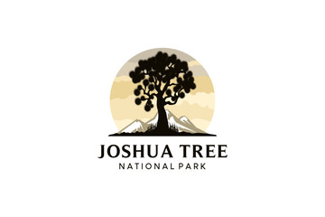 Joshua tree national park logo design template with beautiful nature concept