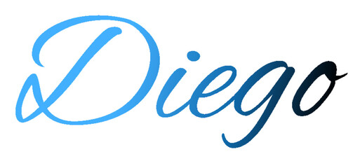 Diego - light blue and blue color - male name - ideal for websites, emails, presentations, greetings, banners, cards, books, t-shirt, sweatshirt, prints

