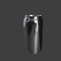 Blank metal aluminum beer or soda can isolated on Grey