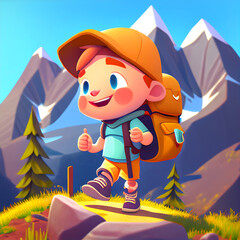 Credible_Solo_Hiking_mountain_smiling_volumetric_lighting_happy