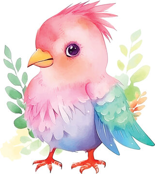  Cute bird watercolor paint