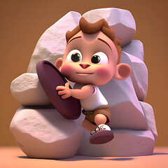 Credible_A_Mountain_for_climbing_with_grips_smiling_volumetric