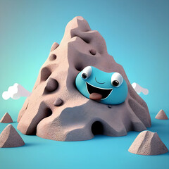 Credible_A_Mountain_for_climbing_with_grips_smiling_volumetric