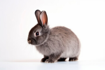 Obraz premium Cute oriental gray rabbit on white background