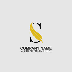 Elegant letter S  with feather logo design.