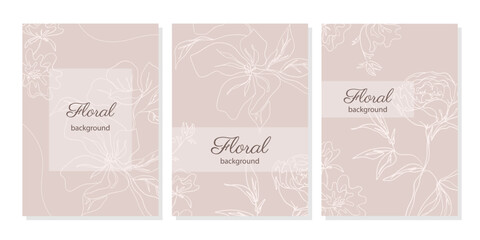 Elegant vector floral background. Trendy design templates for postcard, wedding invitation, flyer, brochure, poster, social media post