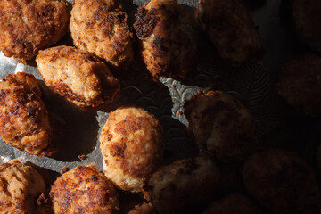 Fried cutlets. Small depth of field
