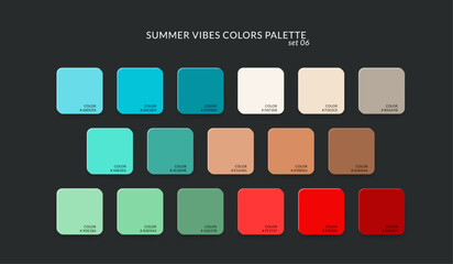 Vector Color Guide Palette. Summer Swatches Catalog in RGB HEX