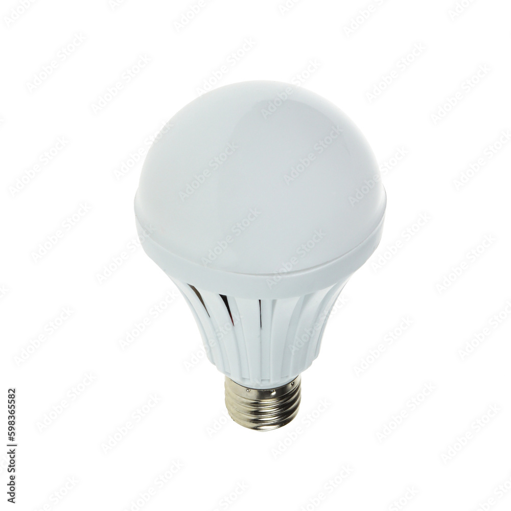 Poster led light bulb isolated on transparent bacground. white led lamp