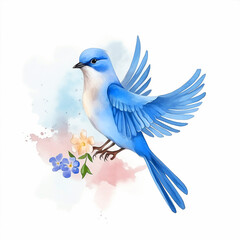 Blue bird watercolor paint 