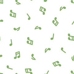 Seamless pattern with green musical notes