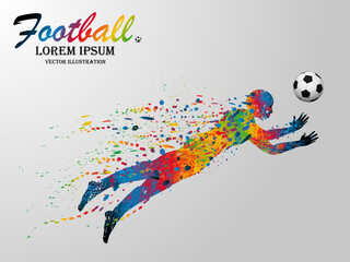 Visual drawing soccer sport at fast of speed and jump to tackle in football game, colorful beautiful design style on white background for vector illustration, exercise sport concept