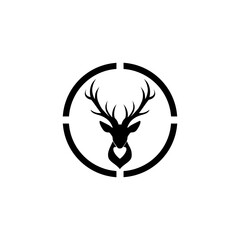 Hunt on deer with cross hairs icon isolated on transparent dark background