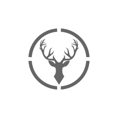 Hunt on deer with cross hairs icon isolated on transparent dark background