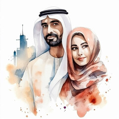 Lovely couple watercolor paint