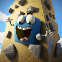 Credible_Rock_climbing_wall_smiling_volumetric_lighting