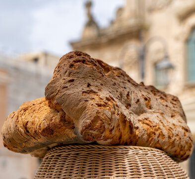 The traditional Pane di Altamura is a type of Italian naturally leavened bread made from durum wheat semola from the Altamura area (Bari), in the Apulia region, south of Italy