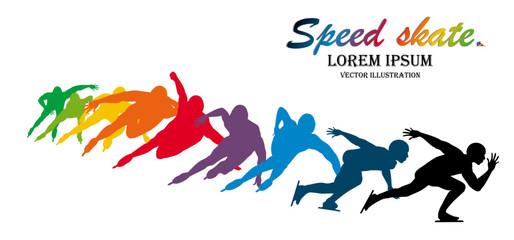 Visual drawing silhouettes of speed ice skate game step collection,healthy lifestyle and sport concepts,abstract color vector illustration
