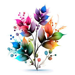 Original floral design with exotic flowers and tropic leaves. Colorful flowers on white background.