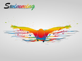 Visual drawing of beautiful sport swimming of top view, abstract colorful vector illustration, healthy lifestyle and sport concepts,abstract swimming game colorful vector illustration, set 3 of 4