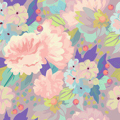 delicate pastel flowers. seamless pattern - 598367584
