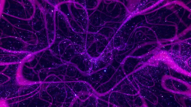 Abstract purple relaxing plasma particle loop background. 3D animation screen decor and wallpaper design backdrop for lounge, showroom and vj showcase. Elegant classy and posh hypnotic glamor swirls.