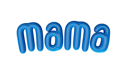 isolated Spanish  blue lowercase text: mama , in shape of balloons