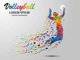 Visual drawing volleyball sport at fast of speed in game, colorful beautiful design style on white background for vector illustration, exercise sport concept, winner championship