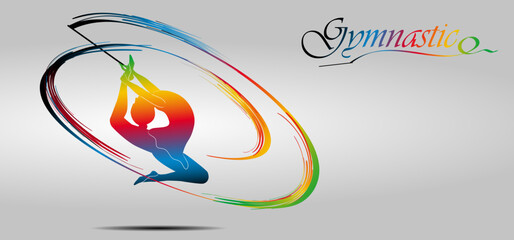 Visual drawing of beautiful gymnastic sport of front view, healthy lifestyle and sport concepts,abstract colorful vector illustration