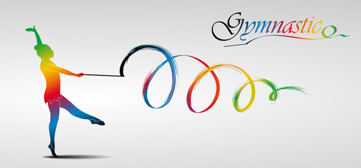 Visual drawing of beautiful gymnastic sport of front view, healthy lifestyle and sport concepts,abstract soccer game colorful vector illustration, set 16 of 20