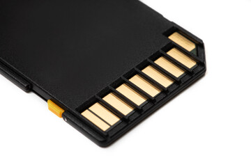 Black memory SD. card, isolated on white.