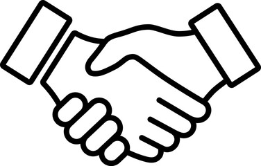 Linear icon of handshake of two hands as concept of trust and support