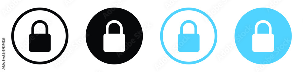 Poster Lock icon set. privacy icon , secure private security icons - padlock icon button line outline icon symbol. vector app interface and website signs
