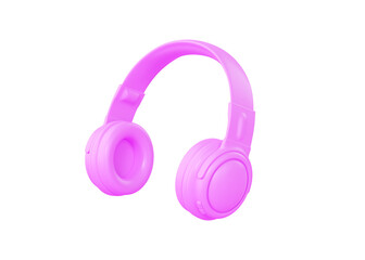 Headphones 3d render icon - pink sound gadget, dj earphone and flying music device. Wireless audio accessory concept