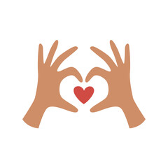 Obraz premium Hands fold the shape of a heart with fingers. Love, care and empathy concept. 