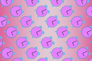 A trendy pattern made of scattered pink clocks on a pastel pink background	