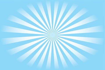 Retro soft blue sunburst ray in vintage style. Abstract comic book background
