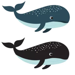 Fototapete Wal cartoon blue whale isolated vector
