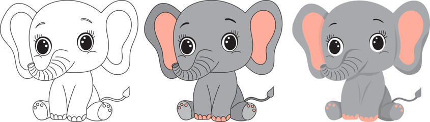cartoon baby elephant sitting isolated vector