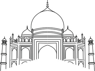 silhouettes of mosque taj mahal vector illustration