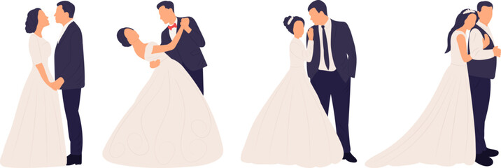 bride and groom isolated vector