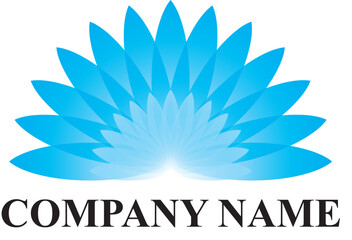simple and elegant light blue color flower logo