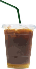 close up Americano yuzu coffee glass with iced vector